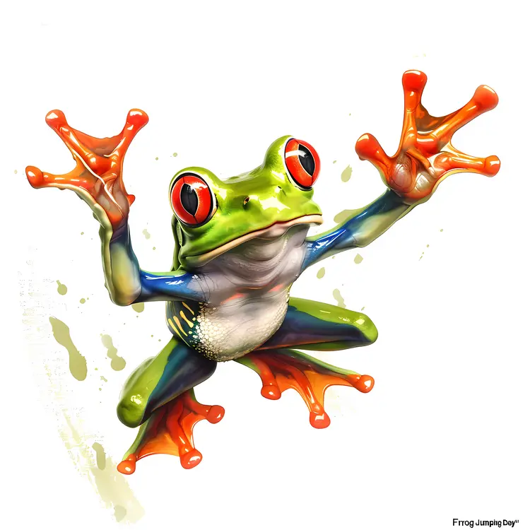Green Frog Jumping for Frog Jumping Day
