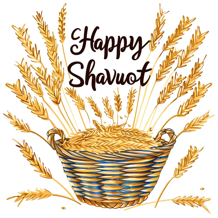 Happy Shavuot Basket with Wheat