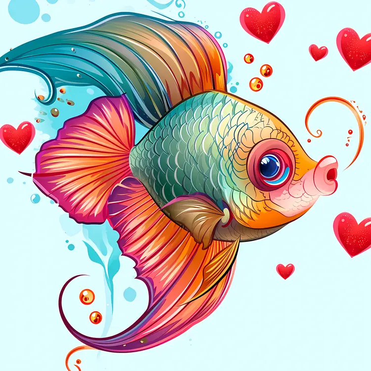 Colorful Fish with Hearts