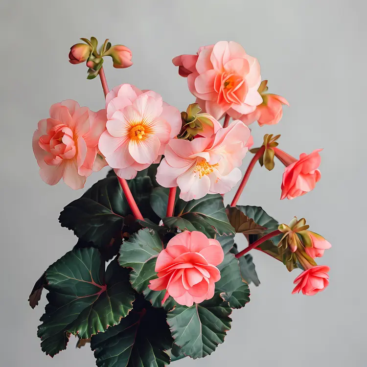 Pink Begonia Flowers in Bloom