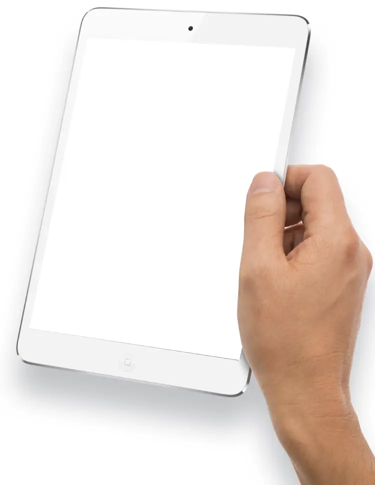 White Tablet Held by Hand