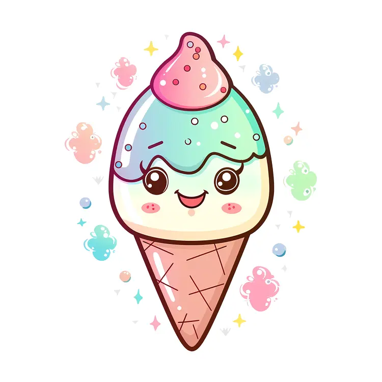 Cute Colorful Ice Cream Cone