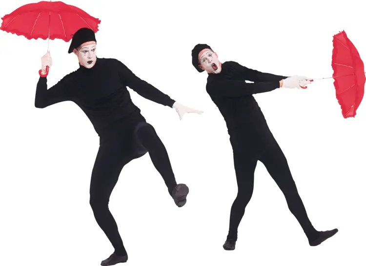 Mime Artist with Red Umbrella