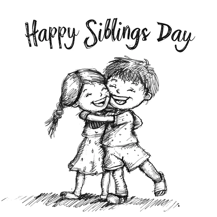 Happy Siblings Day Hugging Illustration