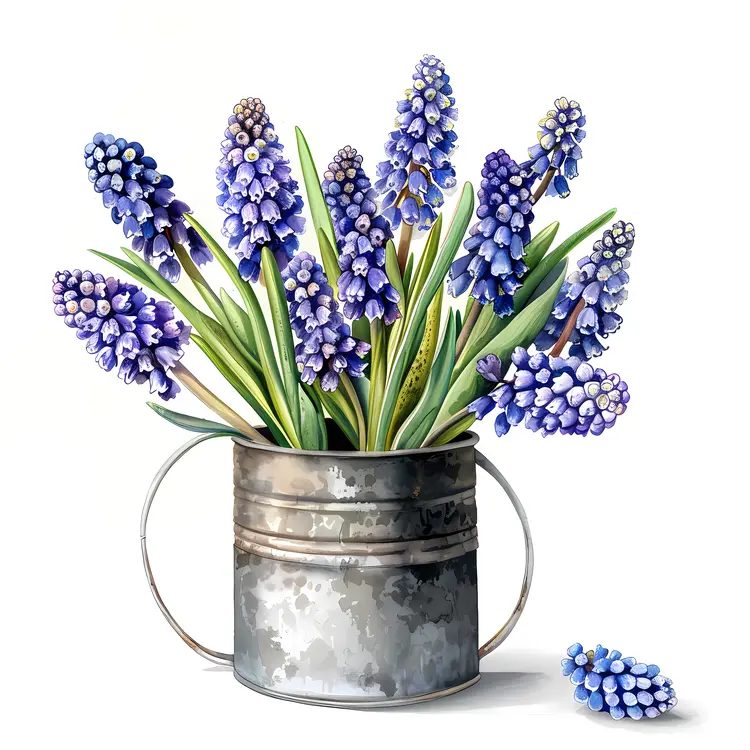 Blue Flowers in Rustic Bucket