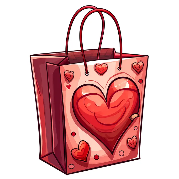 Red Gift Bag with Hearts