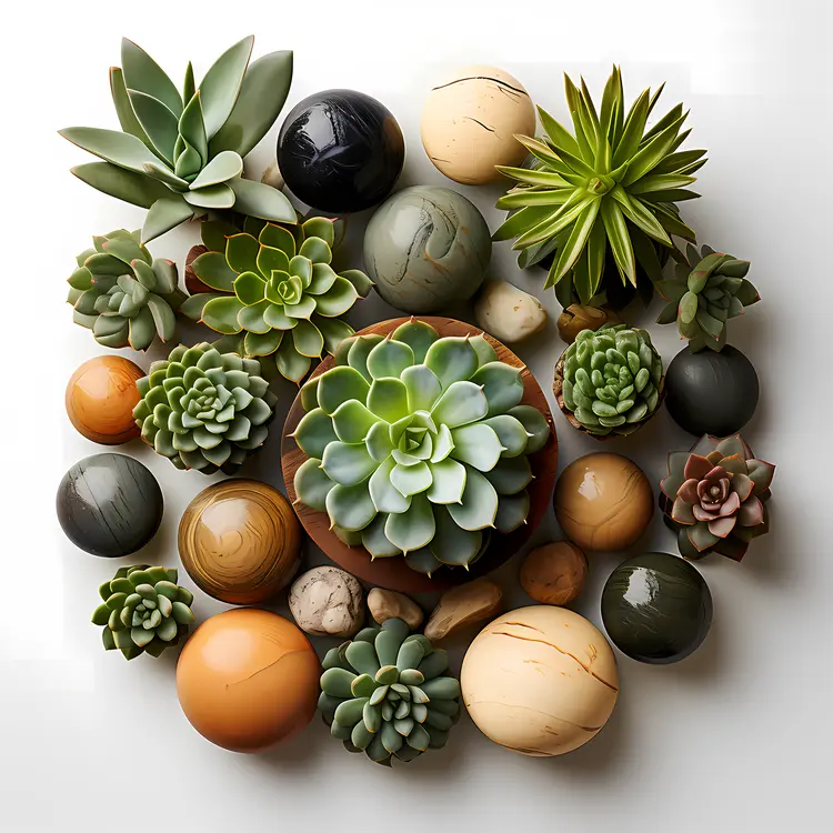 Succulents and Stones Arrangement