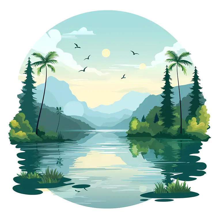 Serene Lake and Mountain Landscape