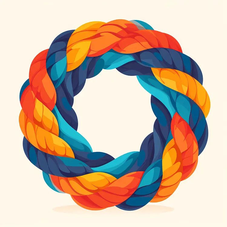 Vibrant Braided Rope in Circular Form