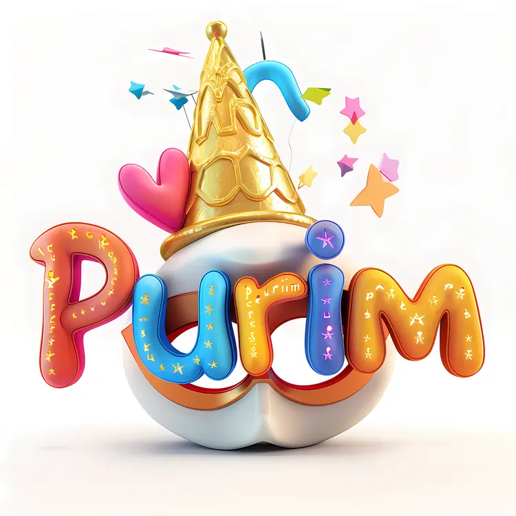 Colorful Purim Hat with Text