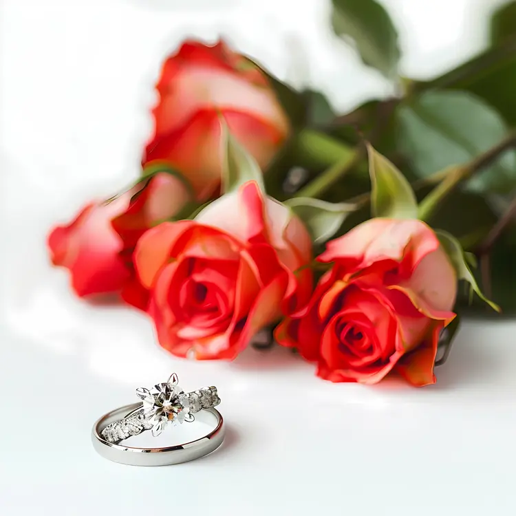 Roses with Engagement Ring