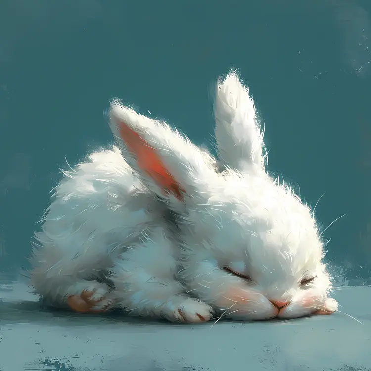 Adorable Sleeping White Rabbit