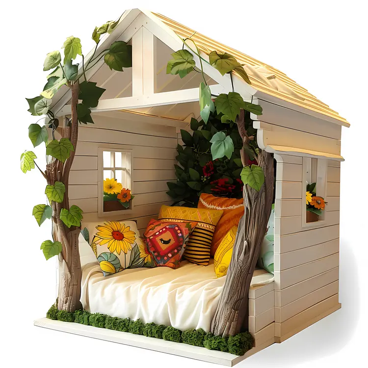 Illustration of a Cozy Reading Nook in a Small House