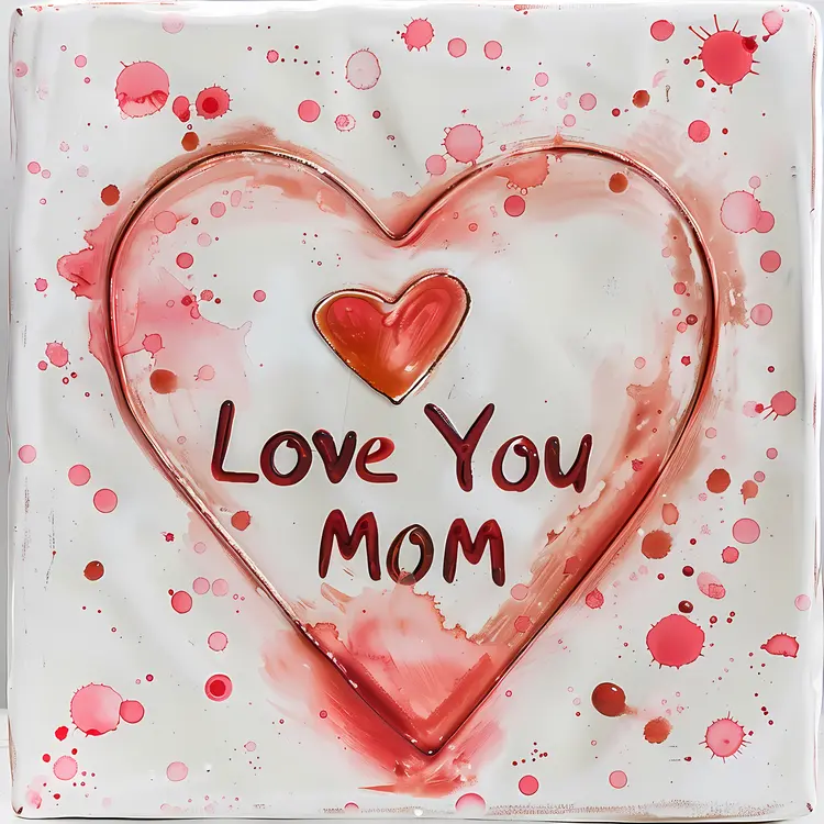 Love You Mom Text in Artistic Heart