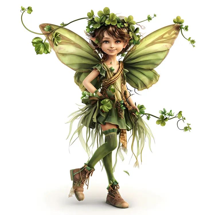 Green Fairy with Shamrock Crown