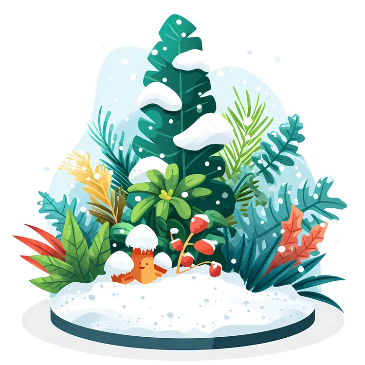 Snowy Plants in Winter Wonderland