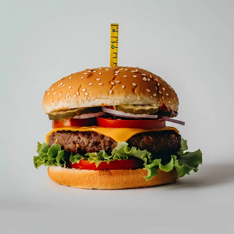 Delicious Cheeseburger with Measuring Tape