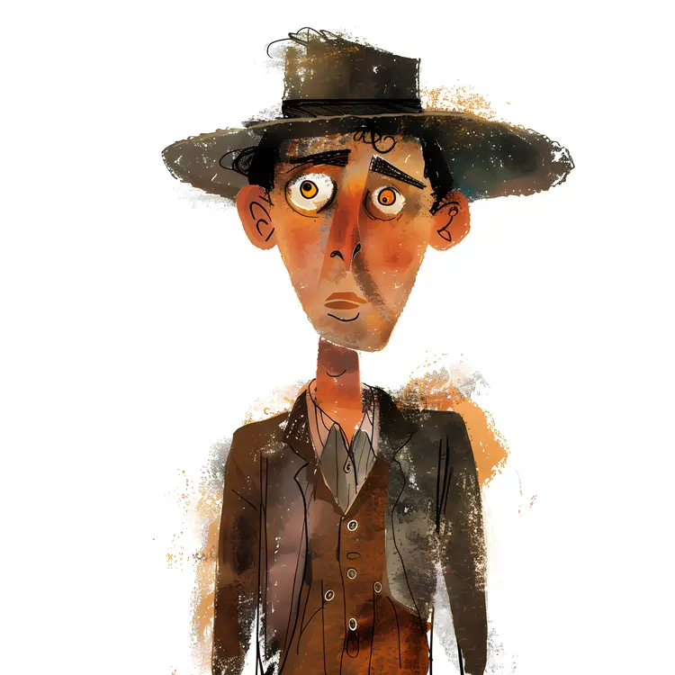 Vintage Cartoon Man in Brown Suit