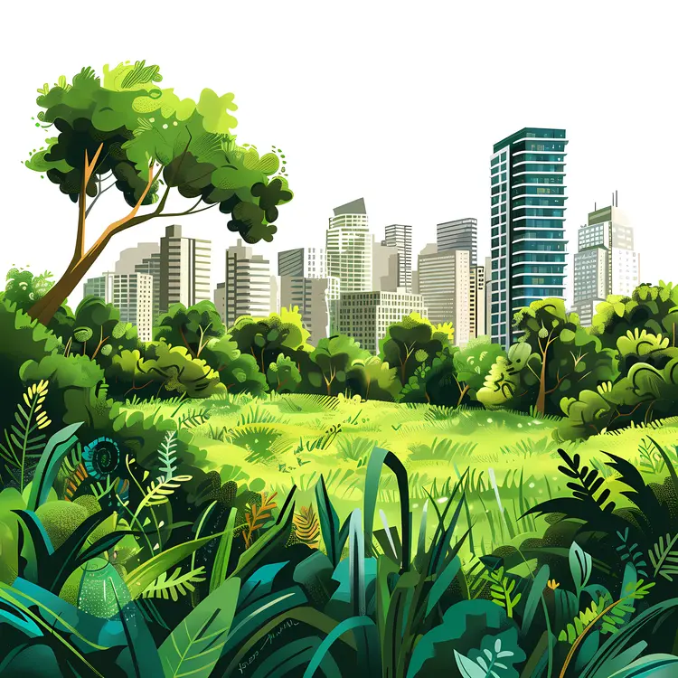 Urban Cityscape with Greenery