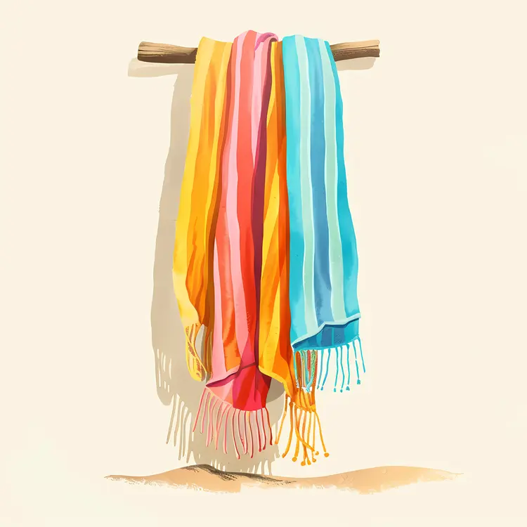 Colorful Towels Hanging on a Rod