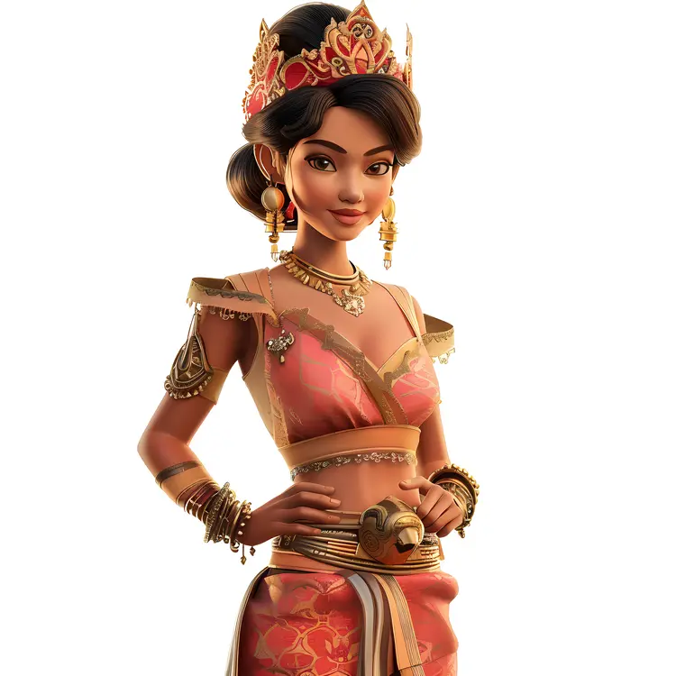 Animated Character with Crown and Jewelry