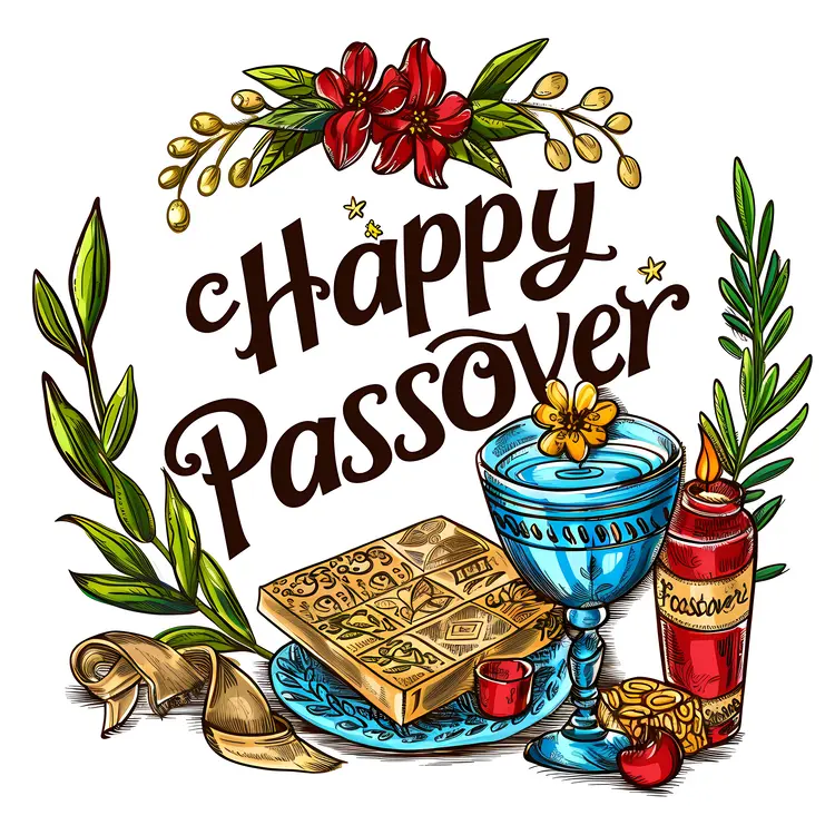 Happy Passover Celebration with Matzah and Wine