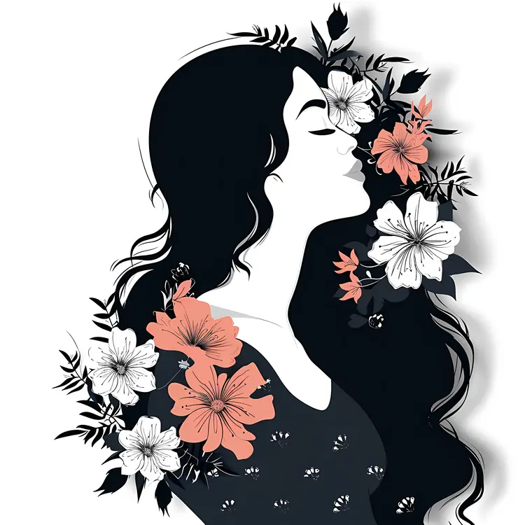 Elegant Woman with Flowers