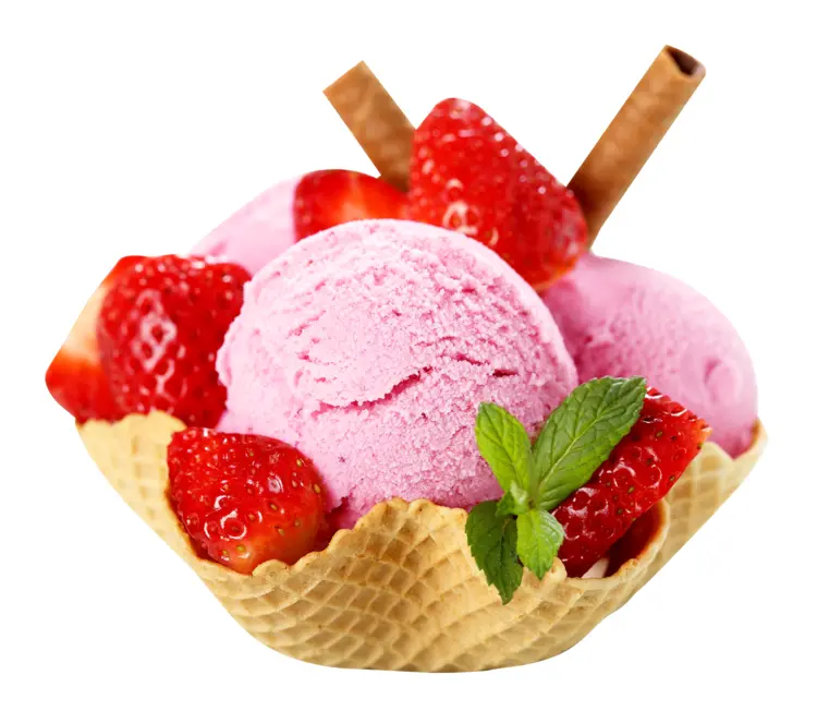 Strawberry Ice Cream in Waffle Bowl