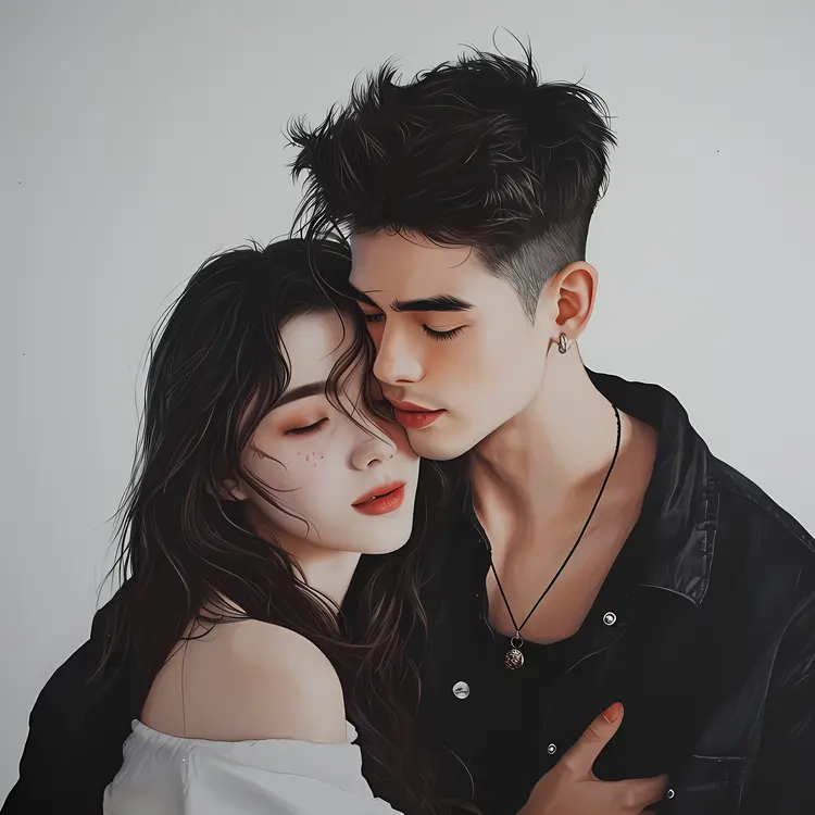Couple Embracing Illustration