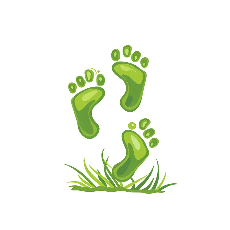 Green Footprints in Grass