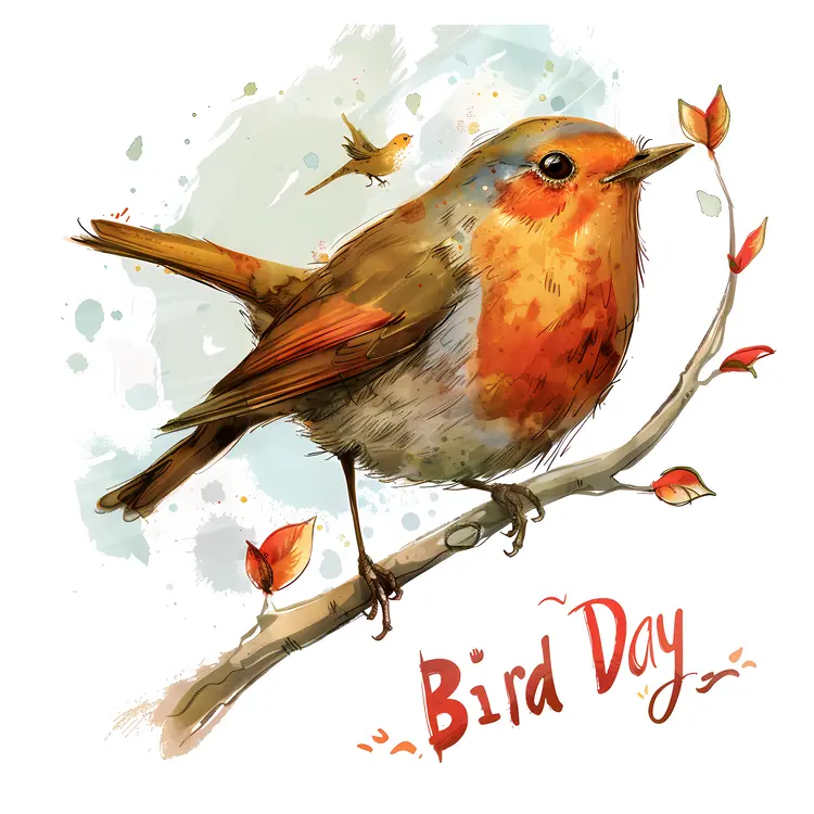 Bird on a Branch Illustration