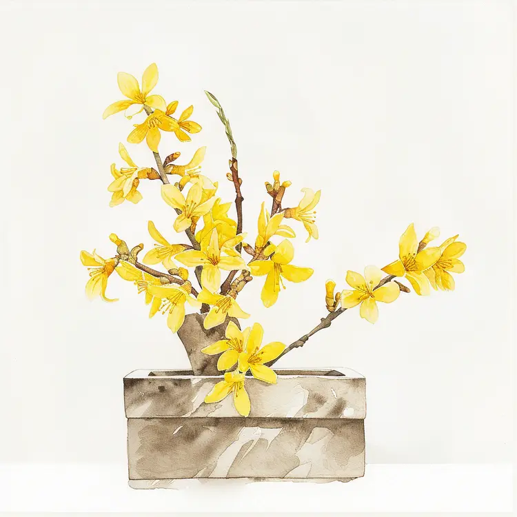 Yellow Flowers in a Rectangular Vase