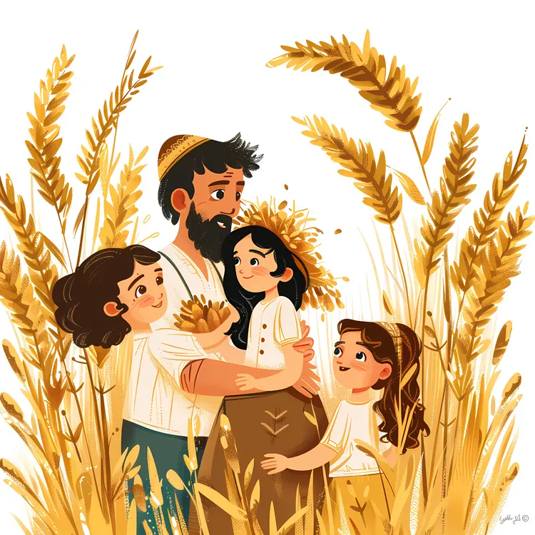 Family in Wheat Field
