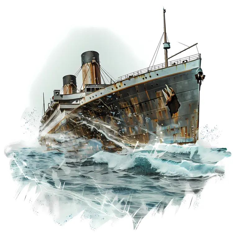 Large Ship in the Ocean with Waves