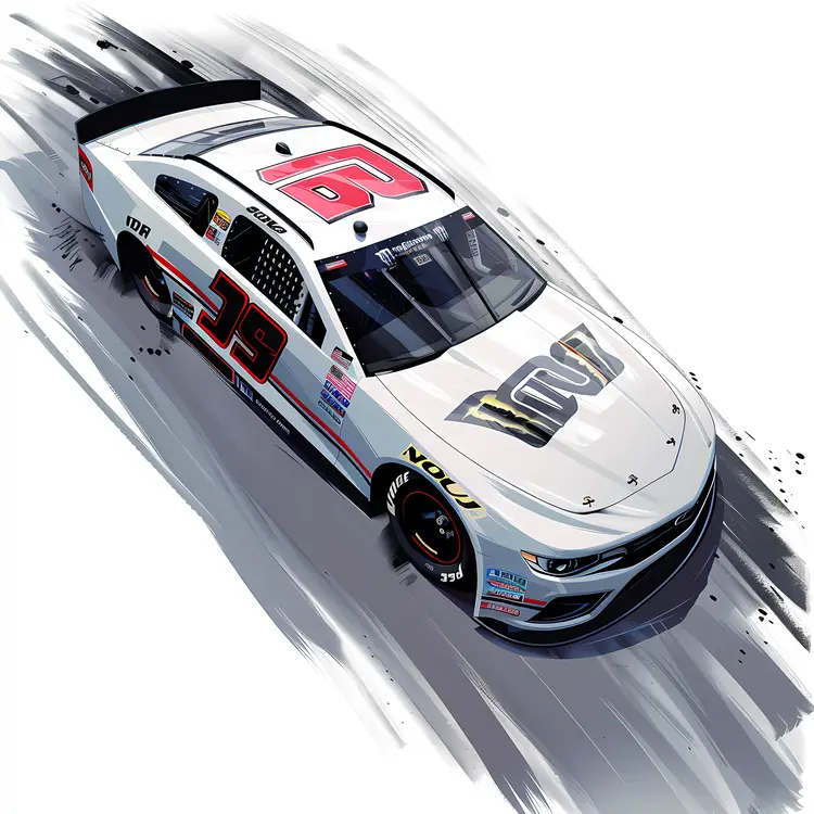 White and Red Chevrolet Race Car on Track