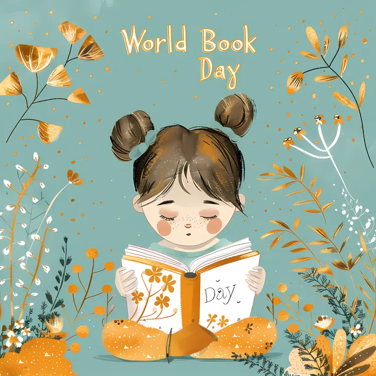 Girl Reading Book for World Book Day