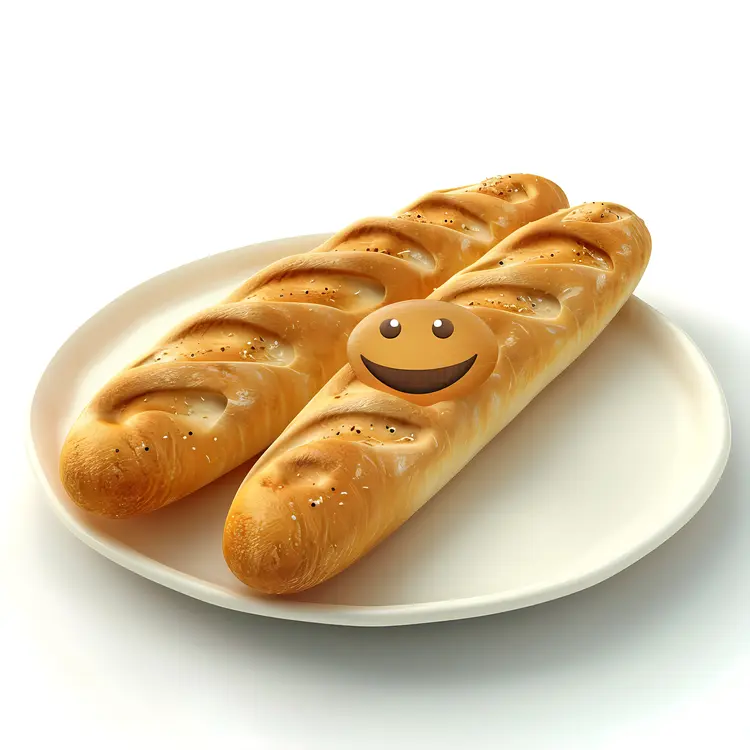 Happy Baguettes on a Plate