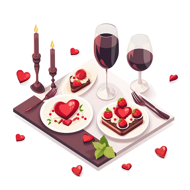 Romantic Dinner Setup with Wine and Desserts