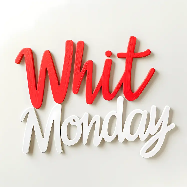 Whit Monday Text in Red and White