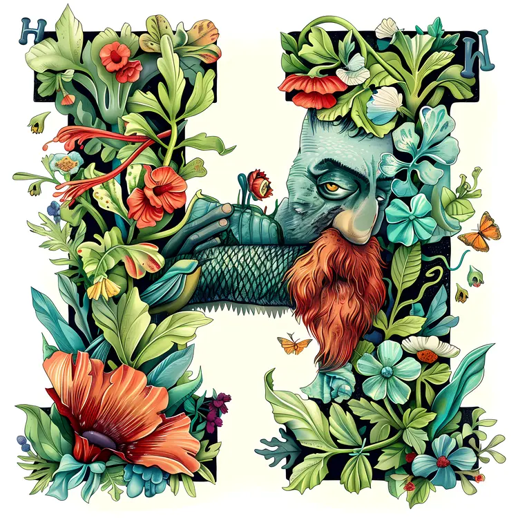 Floral H Letter Design