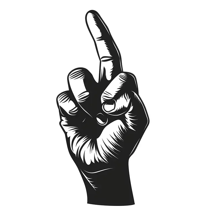 Black and White Pointing Hand Gesture Illustration