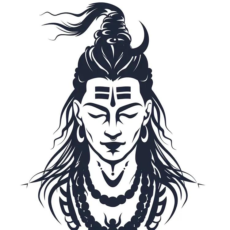 Shiva Illustration with Black and White Colors