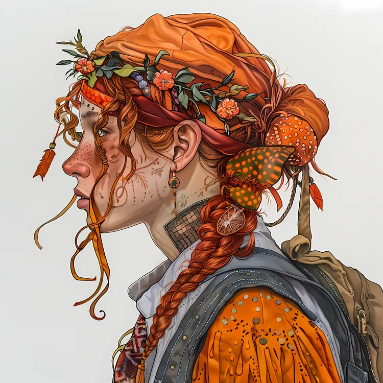 Woman with Floral Elements
