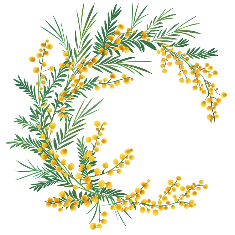 Yellow Flower Wreath with Green Leaves