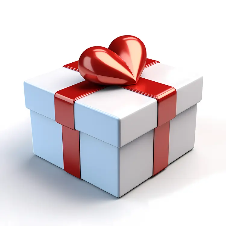 Elegant Gift Box with Heart and Ribbon