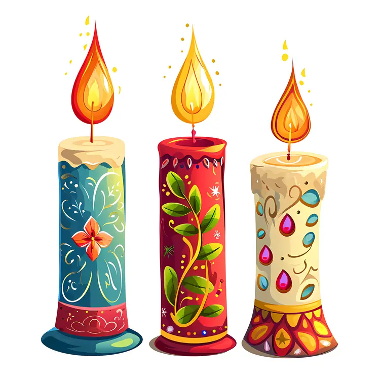 Beautiful Decorative Candles with Floral Patterns