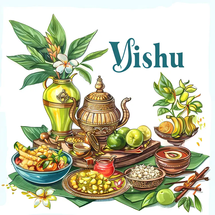 Illustration of Vishu Celebration