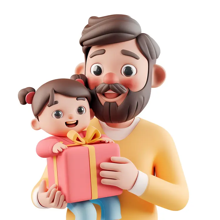 Father and Daughter Sharing a Gift