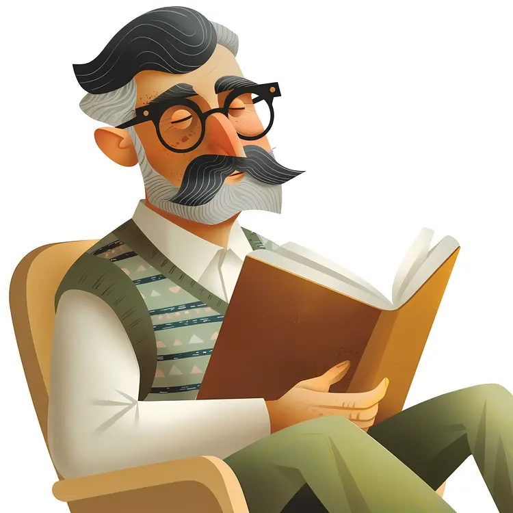 Elderly Man Reading a Book