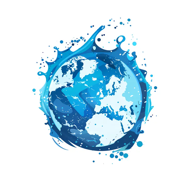 Blue Earth with Water Splash